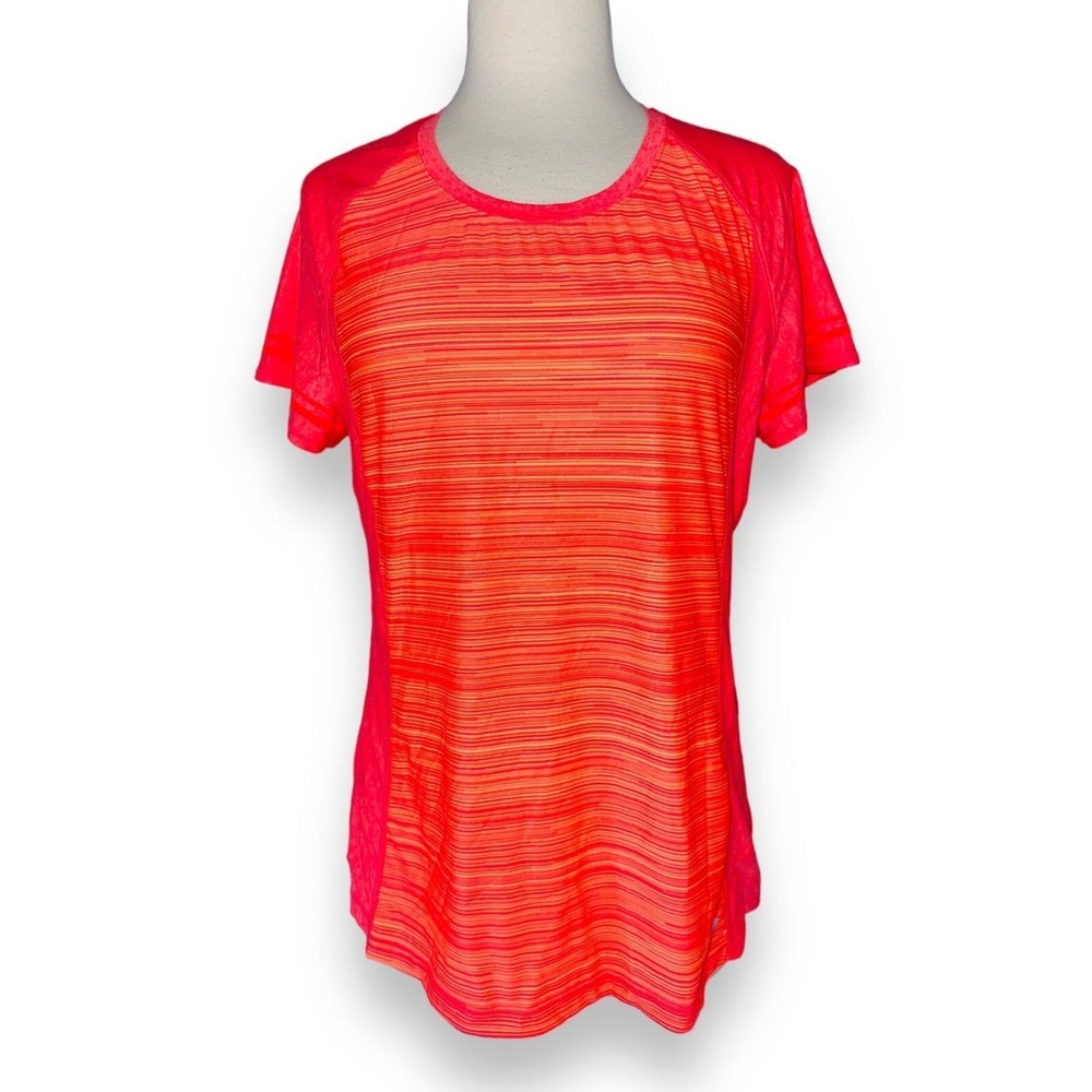 UA Under ARMOUR Women's Shirt Top Workout Large Orange Purple N6